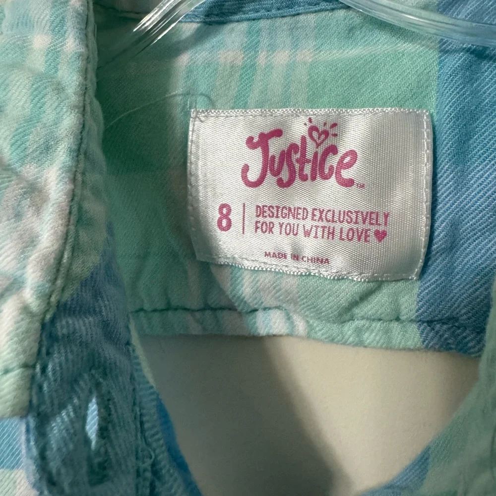 Justice Girls Size 8 Blue Button Down Tank Top